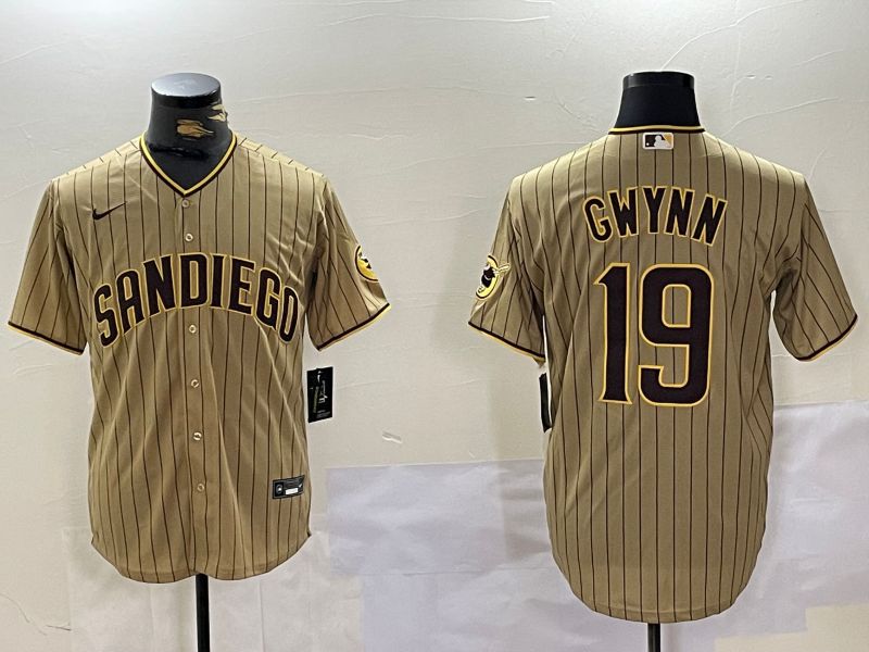 Men San Diego Padres #19 Gwynn Browm Stripe Game 2024 Nike MLB Jersey style 4->san diego padres->MLB Jersey